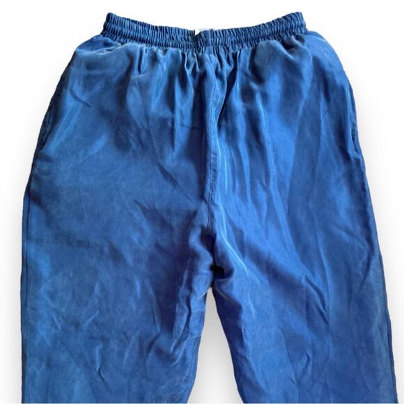Womens Vintage 90s Beautex 100% Silk Blue Track Windbreaker Pants Size Medium - Picture 9 of 16